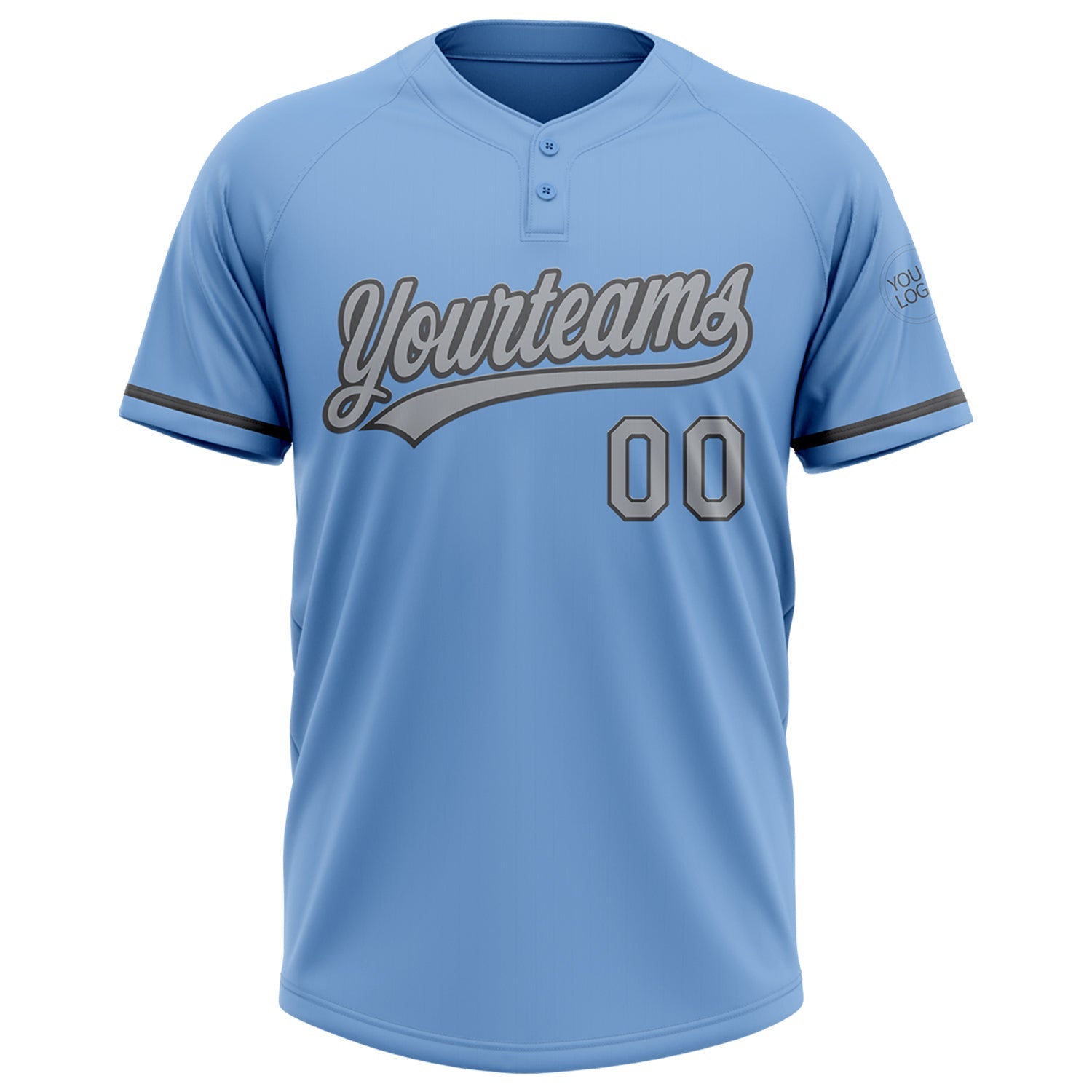 Custom Light Blue Gray-Steel Gray Two-Button Unisex Softball Jersey view 2