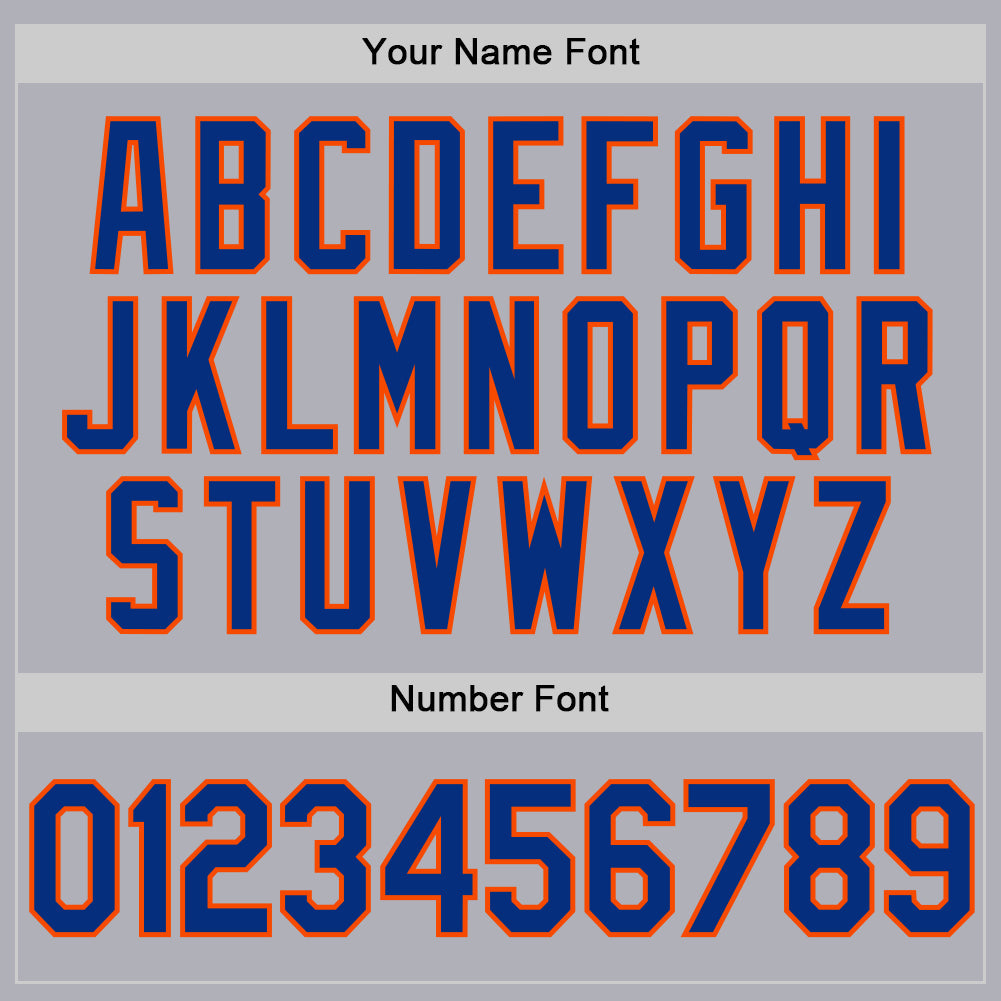 Custom Gray Royal-Orange Two-Button Unisex Softball Jersey view 5