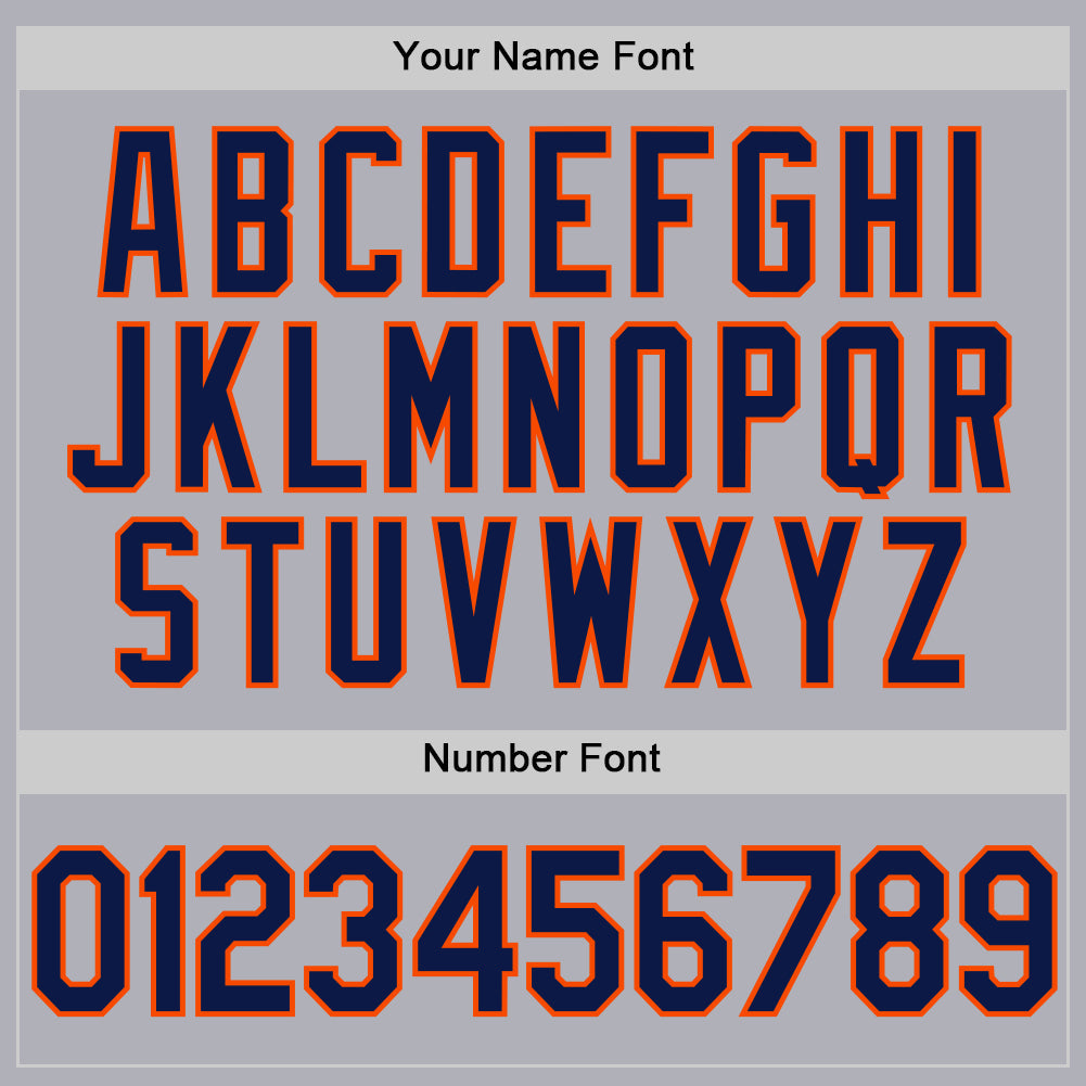 Custom Gray Navy-Orange Two-Button Unisex Softball Jersey view 5