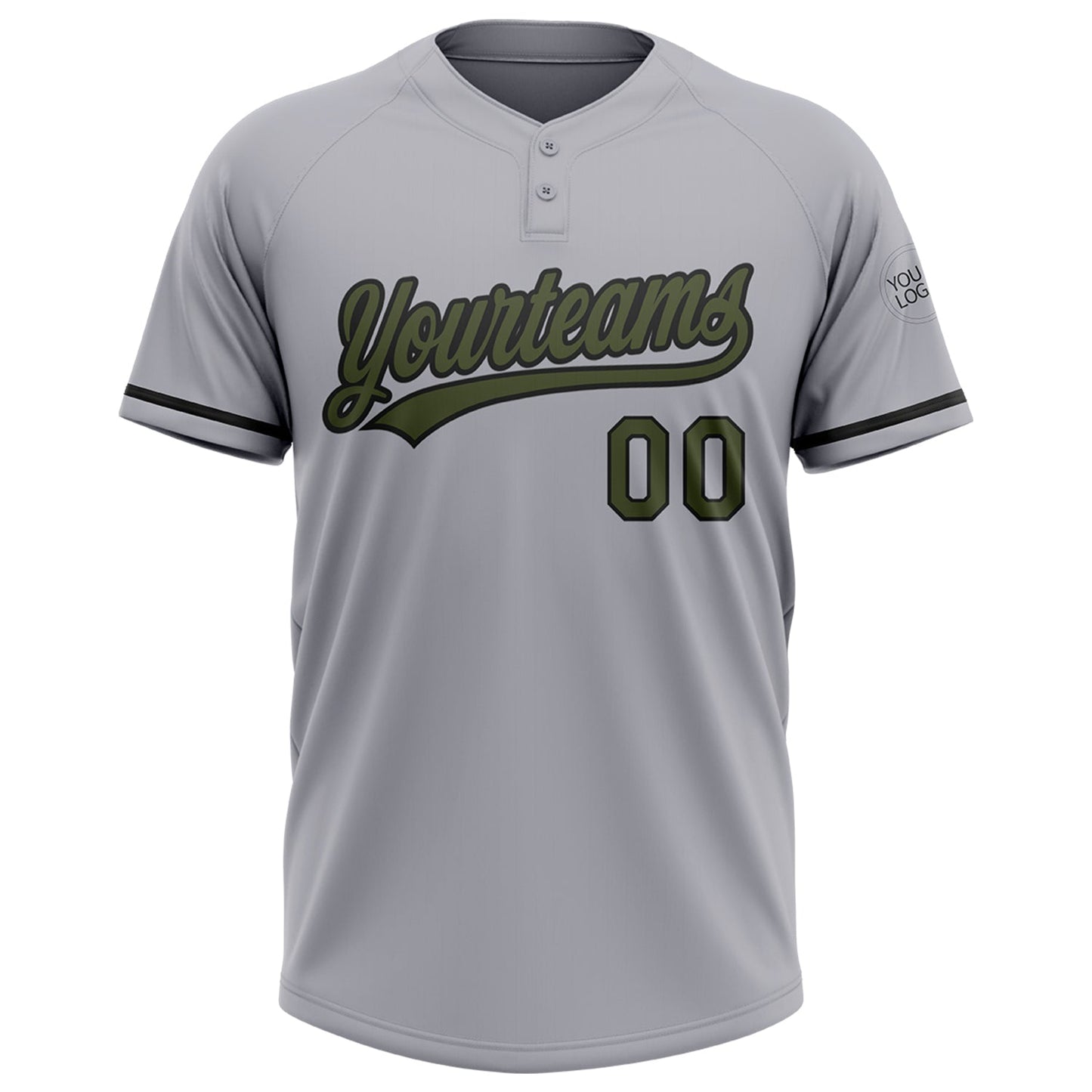 Custom Gray Olive-Black Two-Button Unisex Softball Jersey view 2