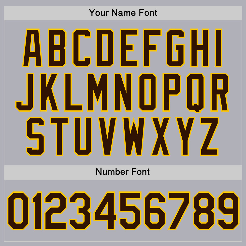 Custom Gray Brown-Yellow Two-Button Unisex Softball Jersey view 5