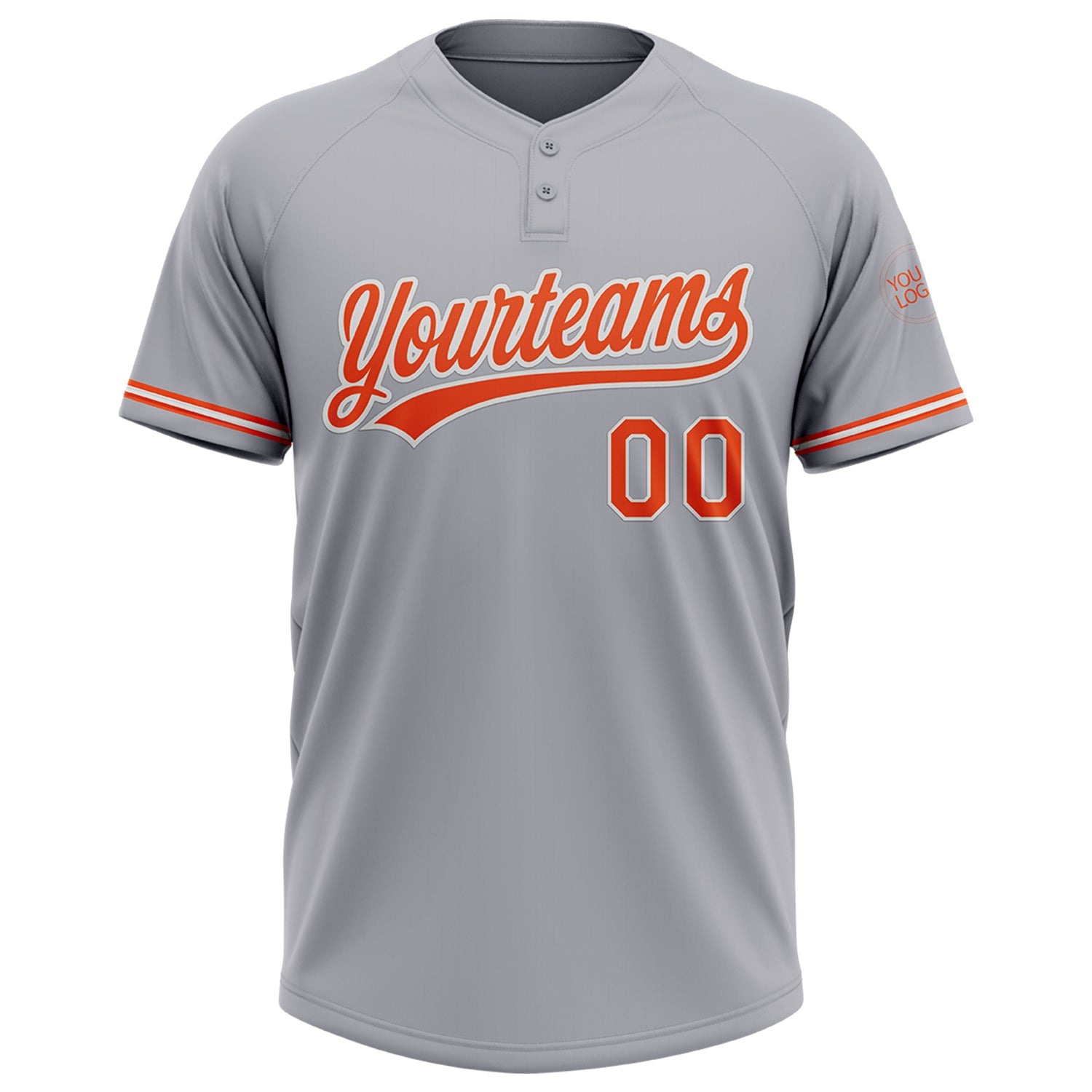 Custom Gray Orange-White Two-Button Unisex Softball Jersey view 2