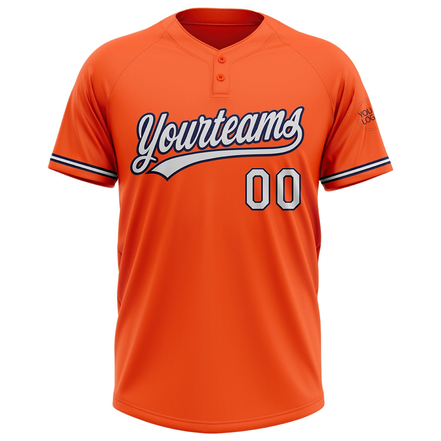 Custom Orange White-Navy Two-Button Unisex Softball Jersey view 2