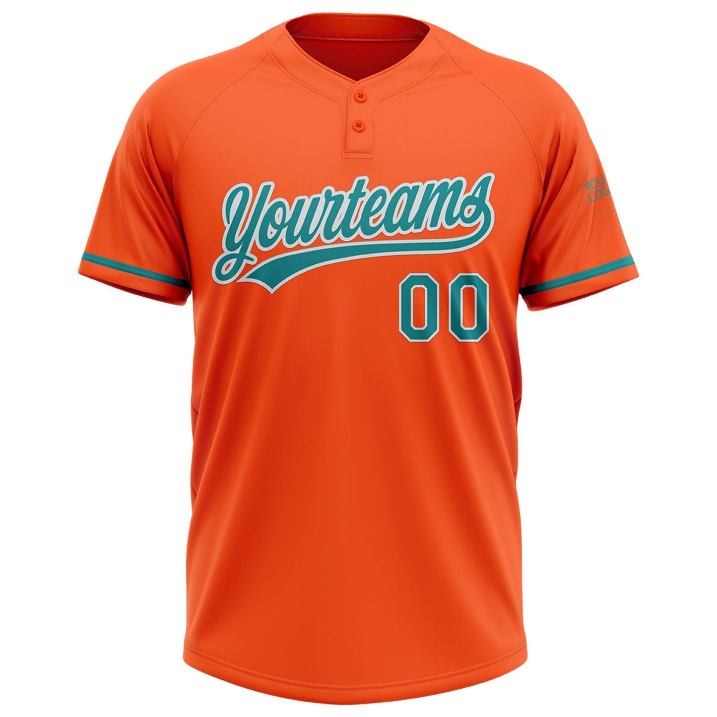 Custom Orange Teal-White Two-Button Unisex Softball Jersey view 2