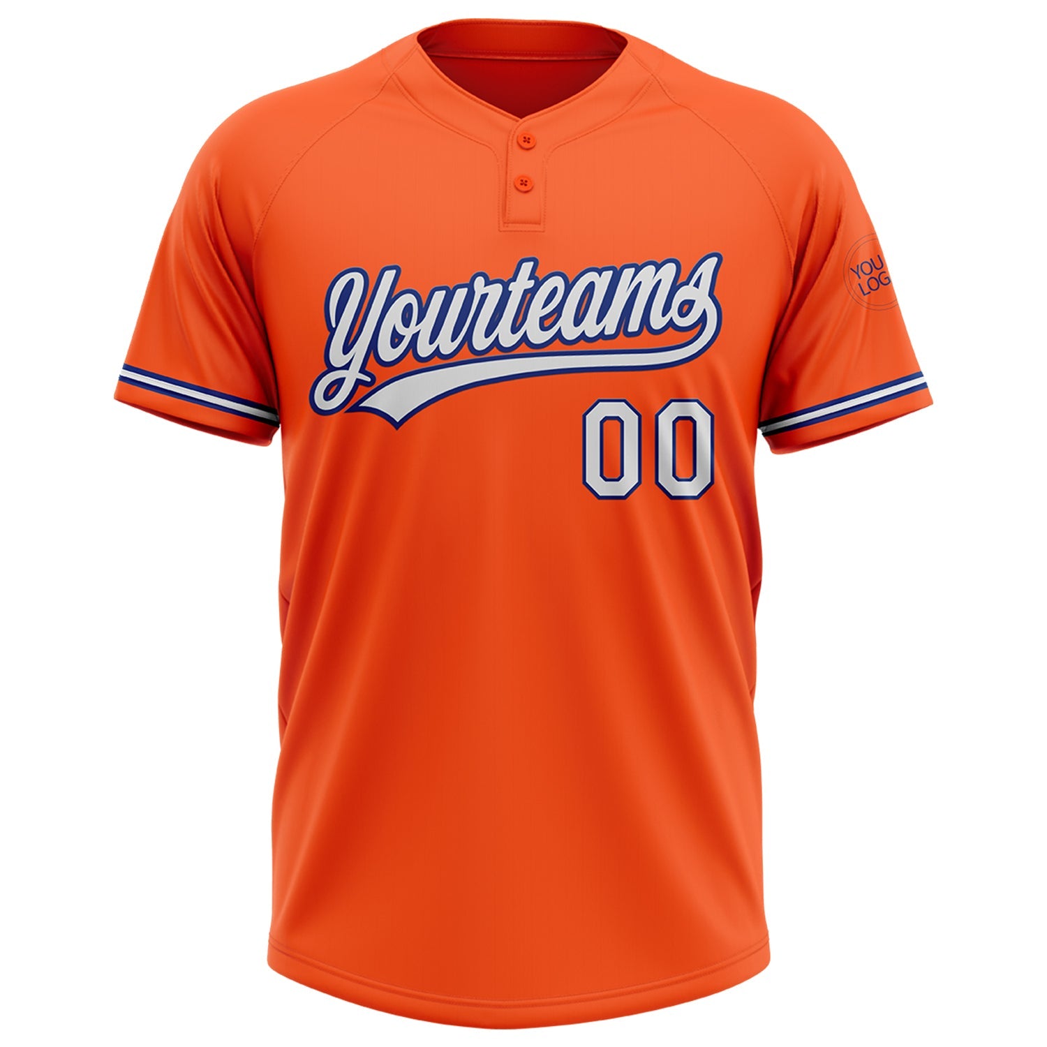Custom Orange White-Royal Two-Button Unisex Softball Jersey view 2