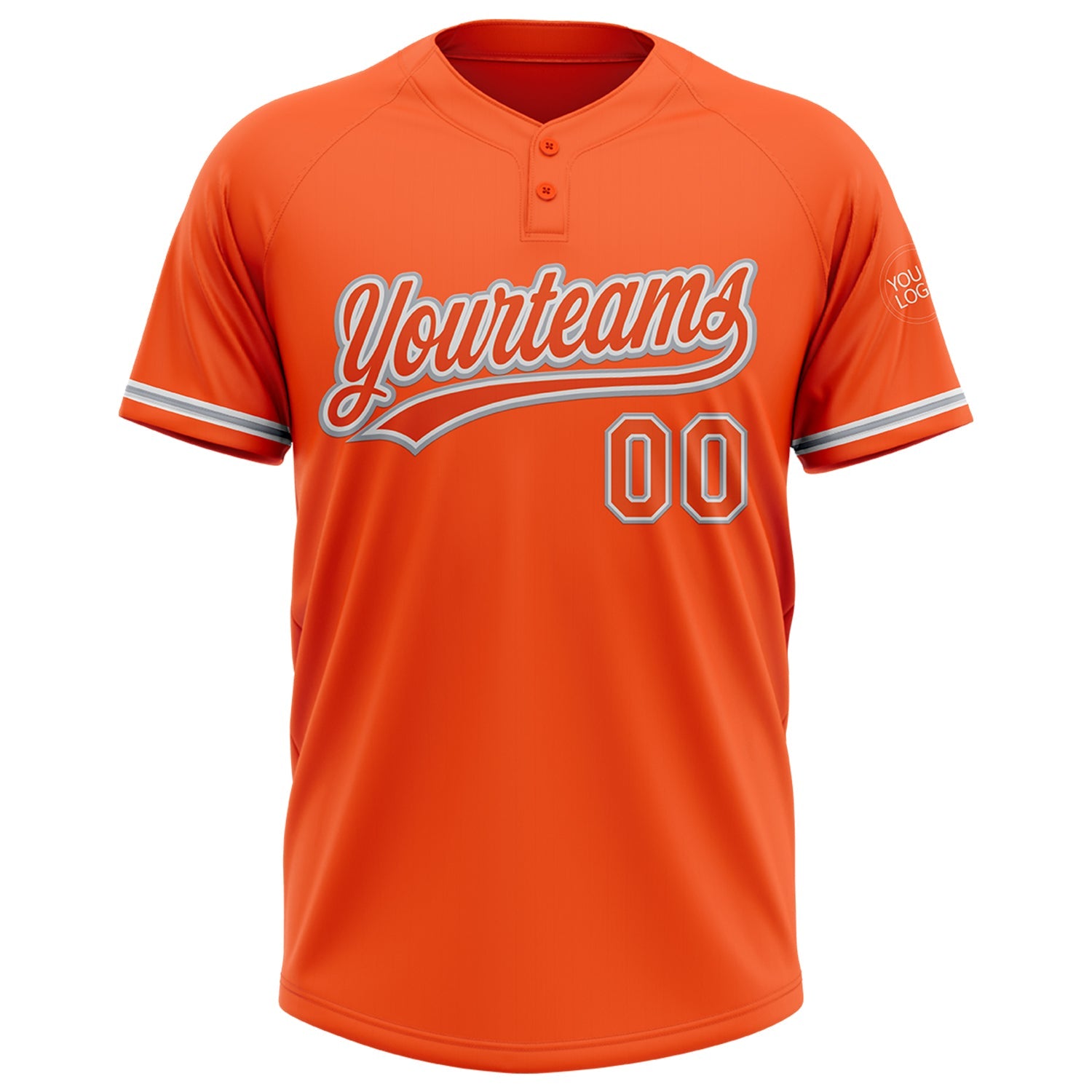 Custom Orange White-Gray Two-Button Unisex Softball Jersey view 2