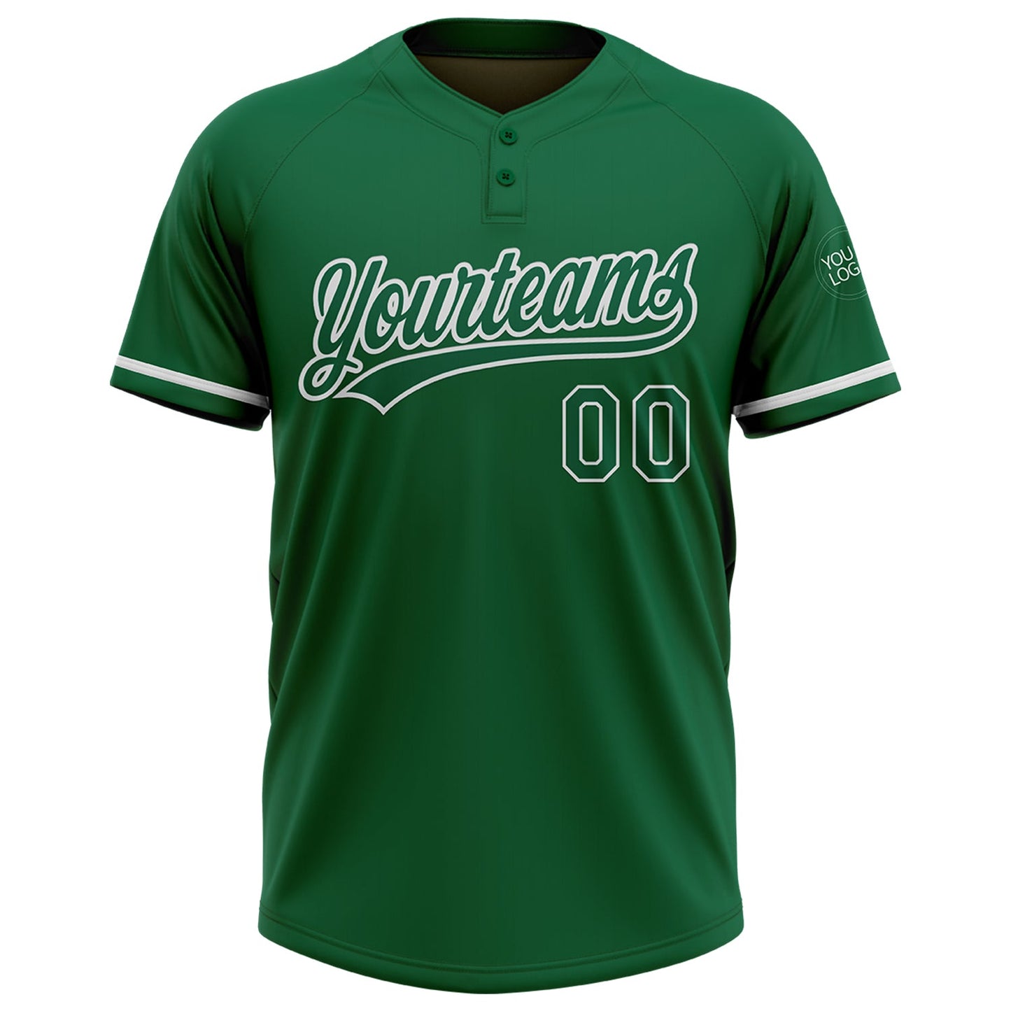 Custom Kelly Green White Two-Button Unisex Softball Jersey view 2