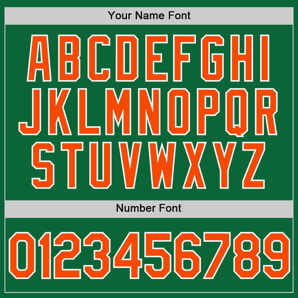 Custom Kelly Green Orange-White Two-Button Unisex Softball Jersey view 5