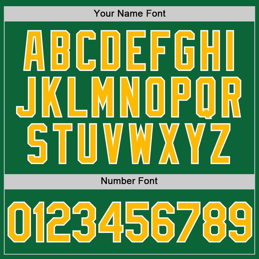 Custom Kelly Green Gold-White Two-Button Unisex Softball Jersey view 5