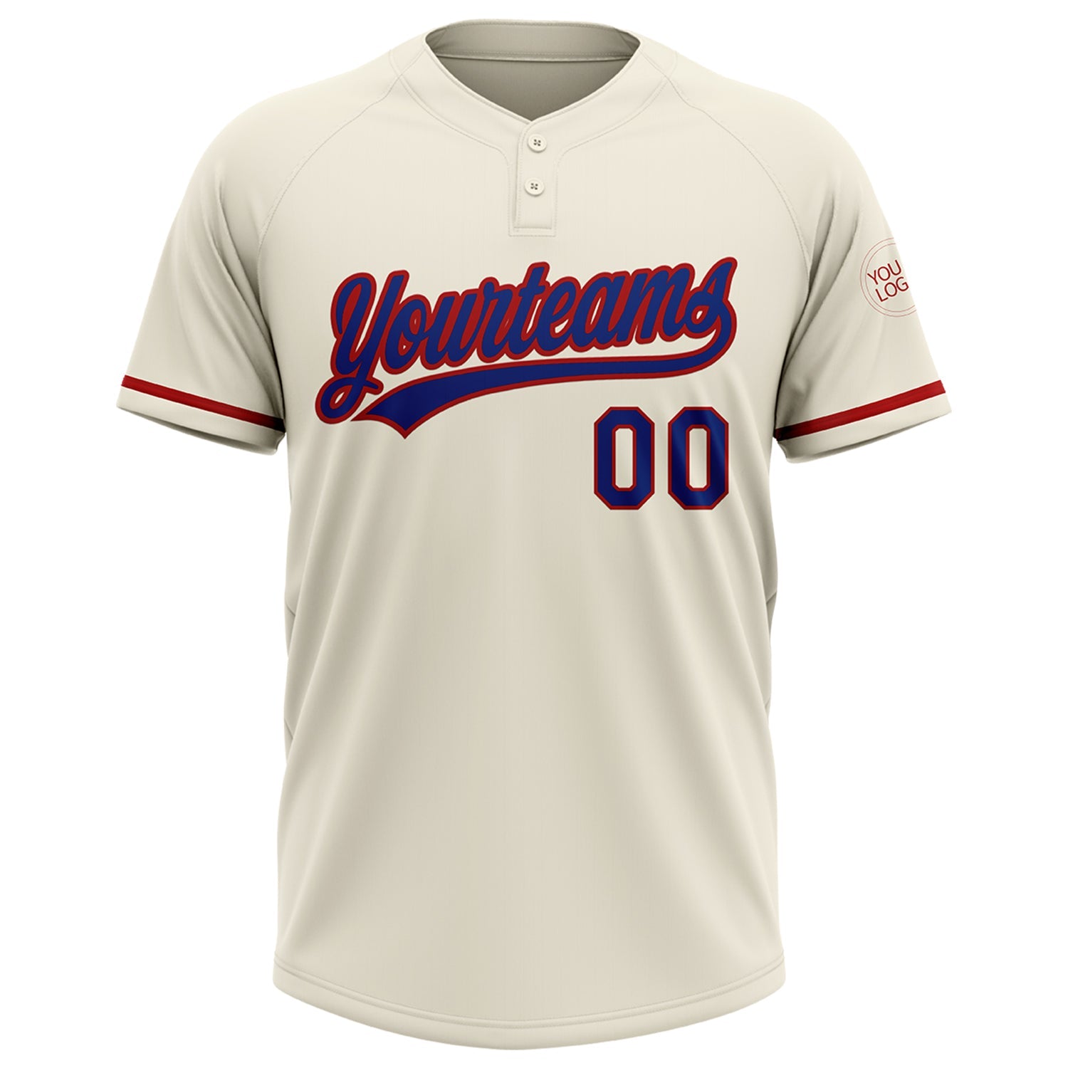 Custom Cream Royal-Red Two-Button Unisex Softball Jersey view 2