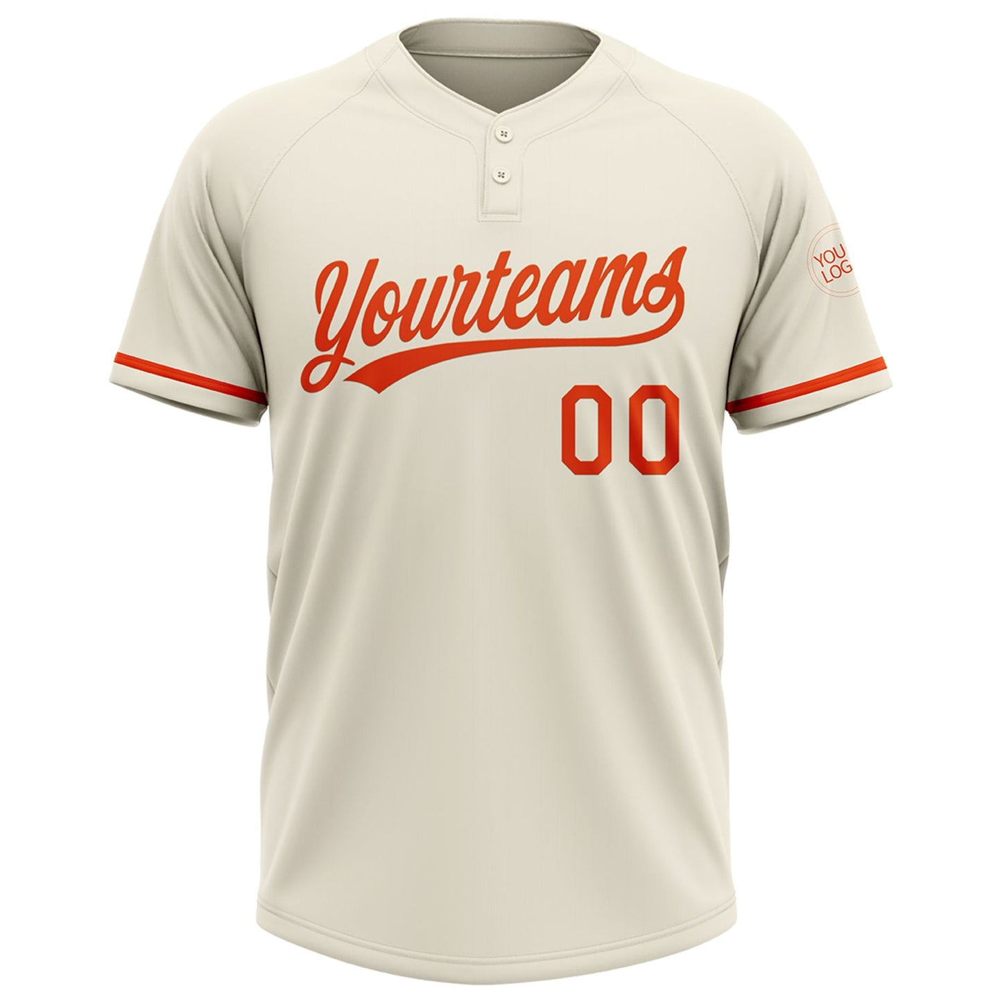 Custom Cream Orange Two-Button Unisex Softball Jersey view 2