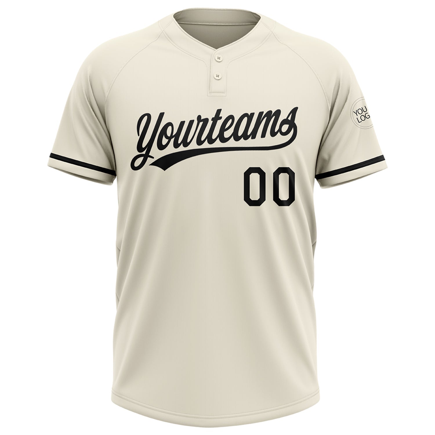 Custom Cream Black Two-Button Unisex Softball Jersey view 2