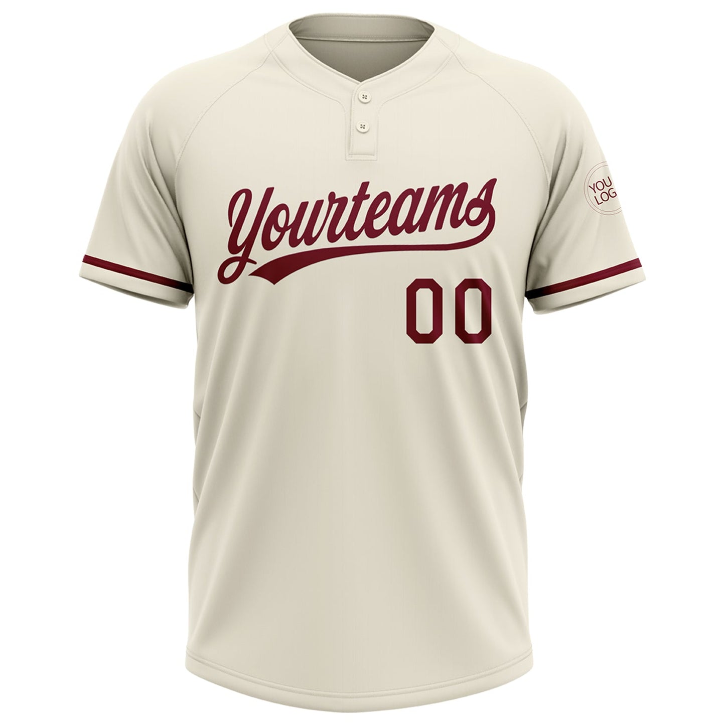 Custom Cream Crimson Two-Button Unisex Softball Jersey view 2