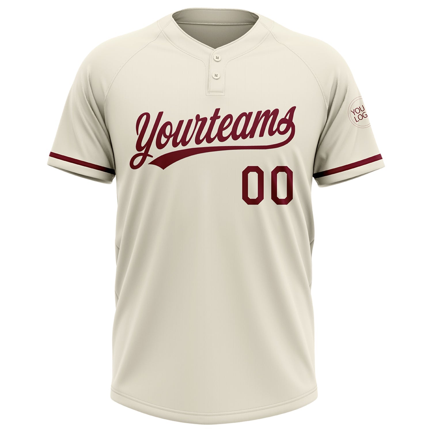 Custom Cream Crimson Two-Button Unisex Softball Jersey view 2