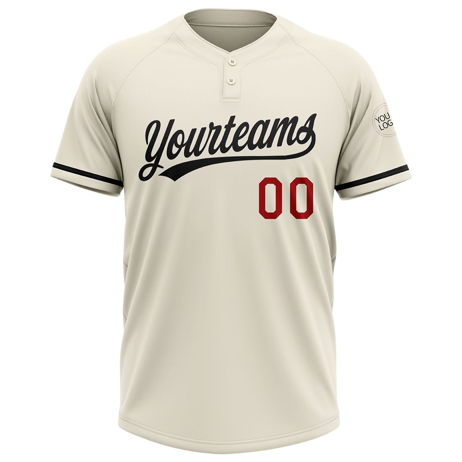 Custom Cream Red-Black Two-Button Unisex Softball Jersey view 2