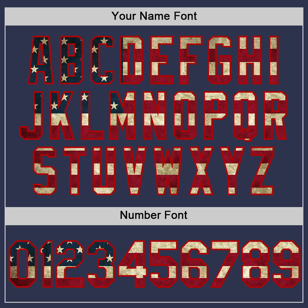 Custom Navy Vintage USA Flag-Red Two-Button Unisex Softball Jersey view 5