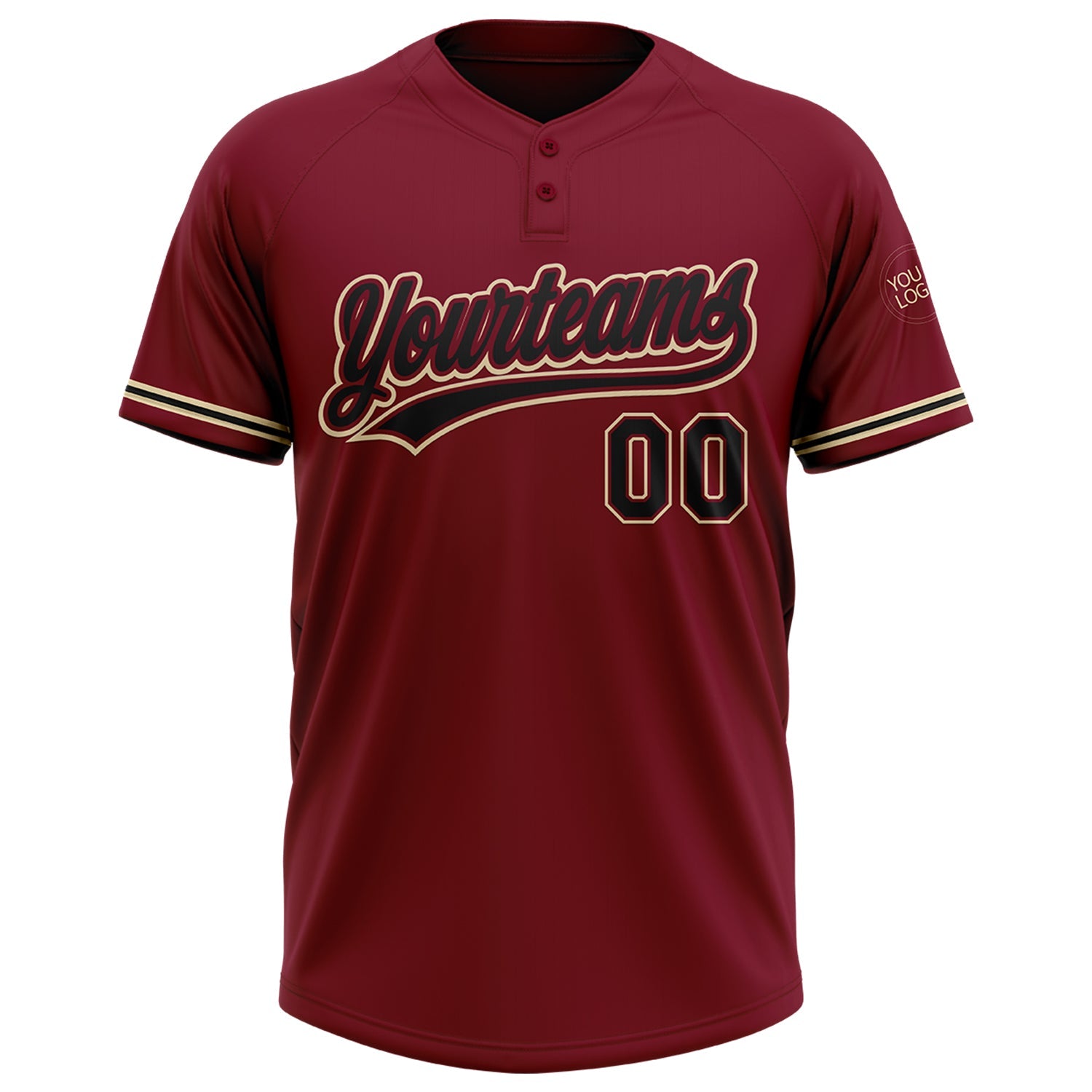 Custom Crimson Black-City Cream Two-Button Unisex Softball Jersey view 2
