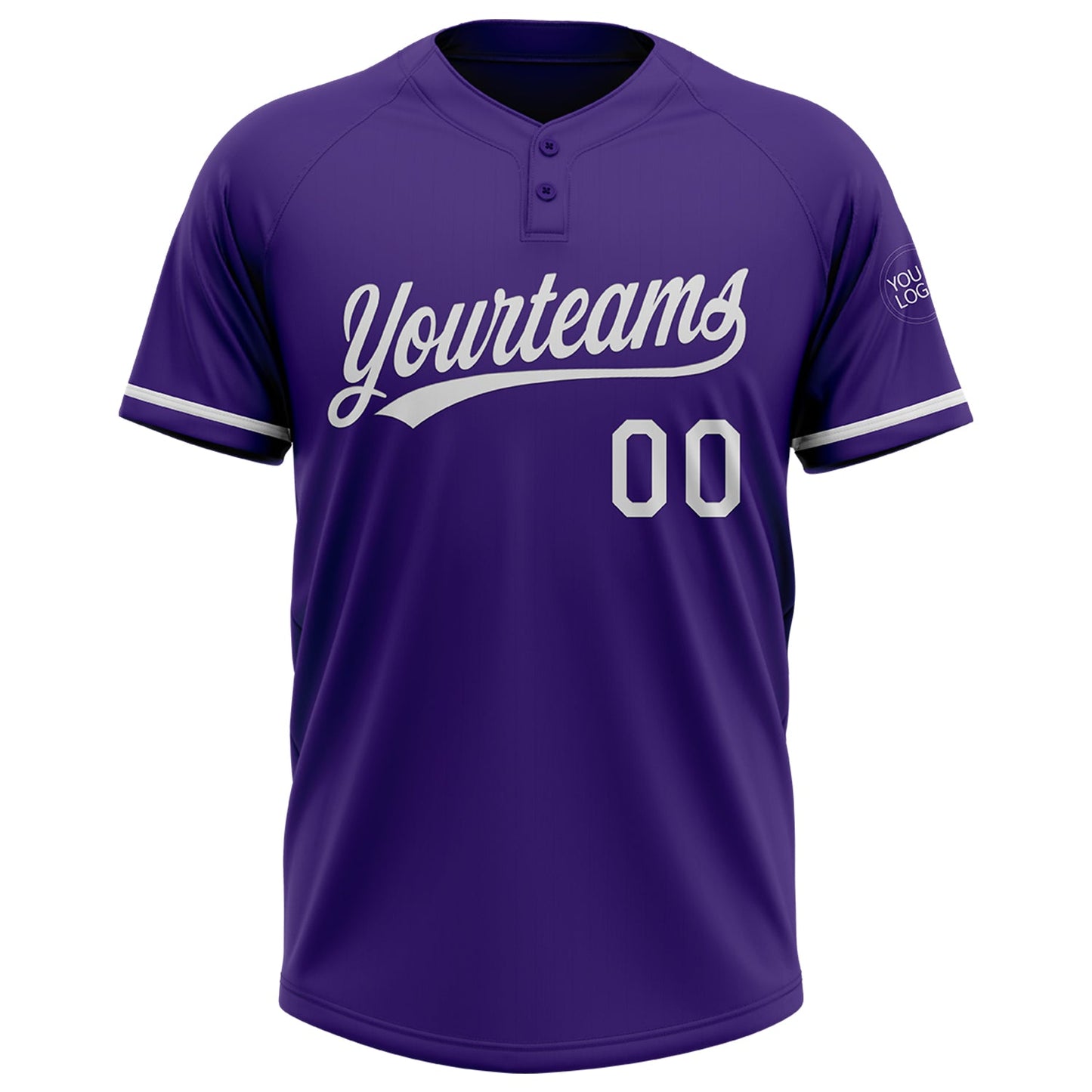 Custom Purple White Two-Button Unisex Softball Jersey view 2
