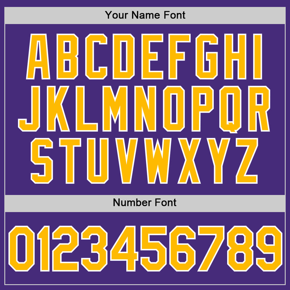 Custom Purple Gold-White Two-Button Unisex Softball Jersey view 5