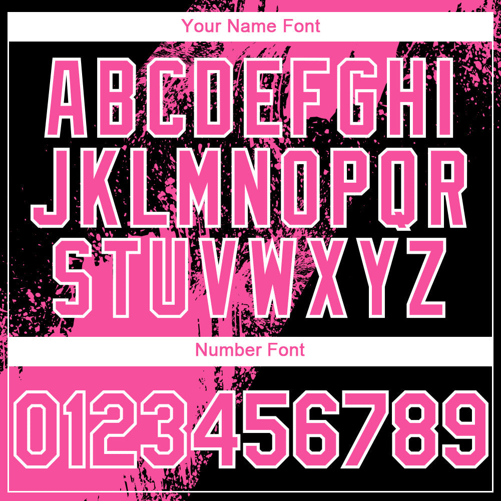 Custom Pink Black-White 3D Pattern Abstract Brush Stroke Two-Button Unisex Softball Jersey view 5