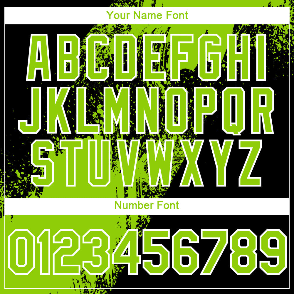 Custom Neon Green Black-White 3D Pattern Abstract Brush Stroke Two-Button Unisex Softball Jersey view 5