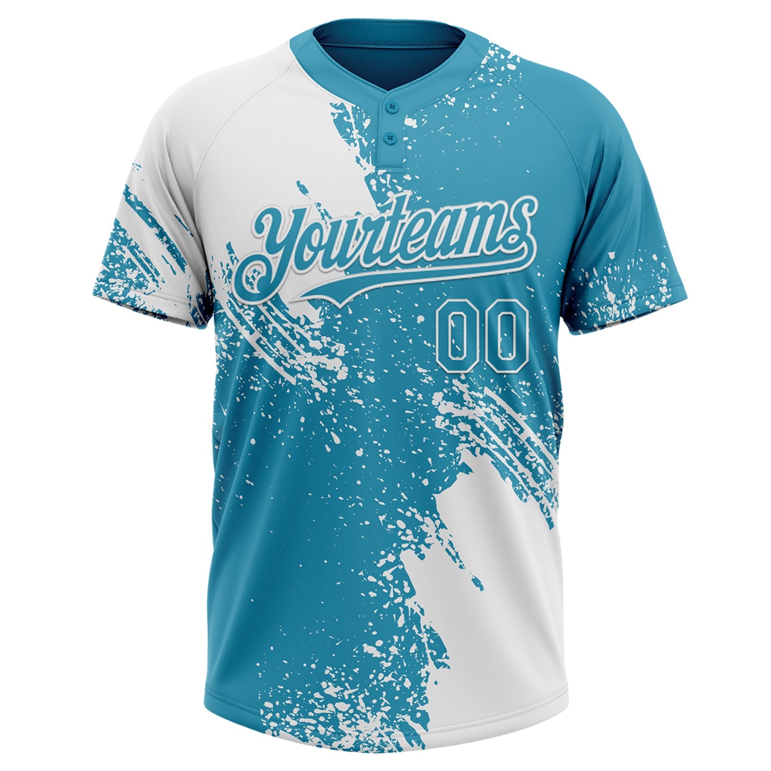 Custom White Panther Blue 3D Pattern Abstract Brush Stroke Two-Button Unisex Softball Jersey view 2