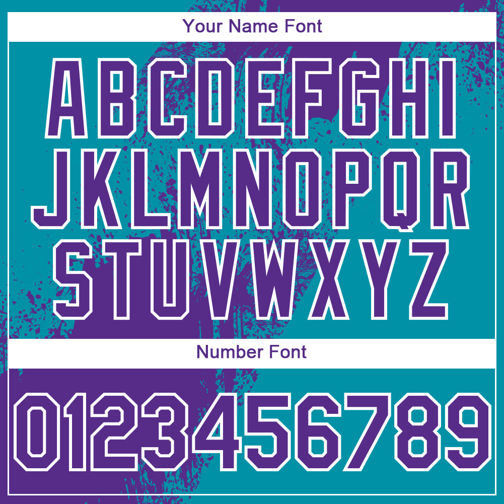 Custom Purple Aqua-White 3D Pattern Abstract Brush Stroke Two-Button Unisex Softball Jersey view 5