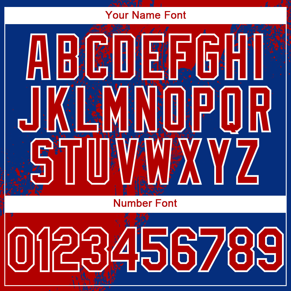 Custom Red Royal-White 3D Pattern Abstract Brush Stroke Two-Button Unisex Softball Jersey view 5