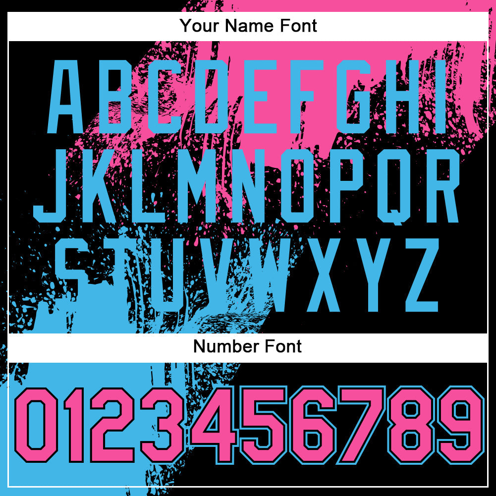 Custom Black Pink-Sky Blue 3D Pattern Abstract Brush Stroke Two-Button Unisex Softball Jersey view 6