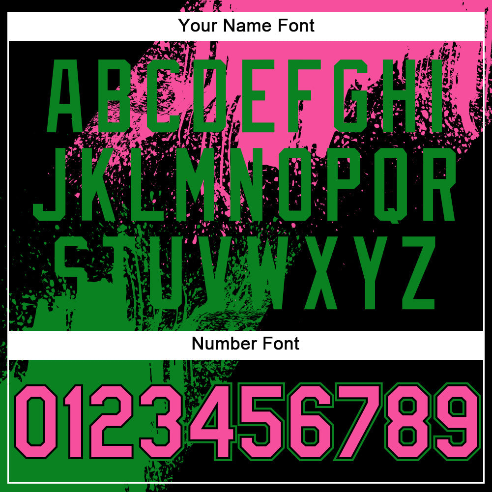 Custom Black Pink-Grass Green 3D Pattern Abstract Brush Stroke Two-Button Unisex Softball Jersey view 5