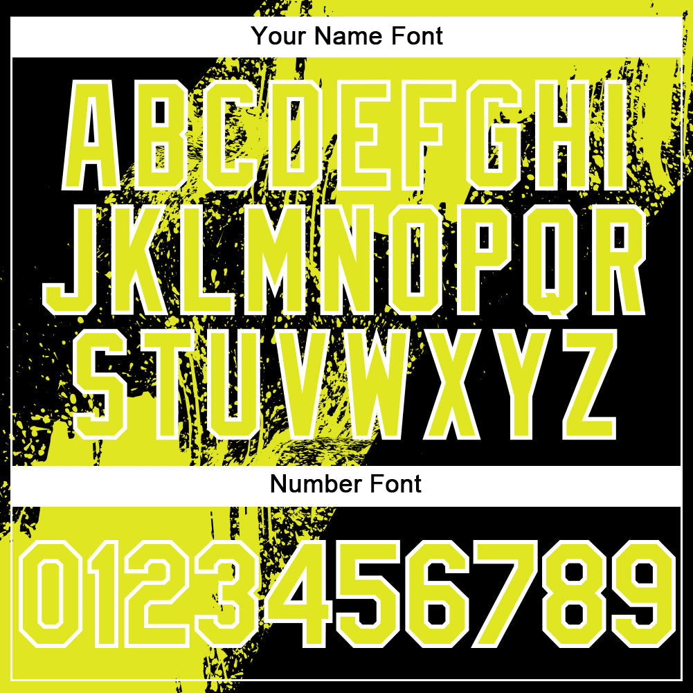 Custom Black Neon Yellow-White 3D Pattern Abstract Brush Stroke Two-Button Unisex Softball Jersey view 5