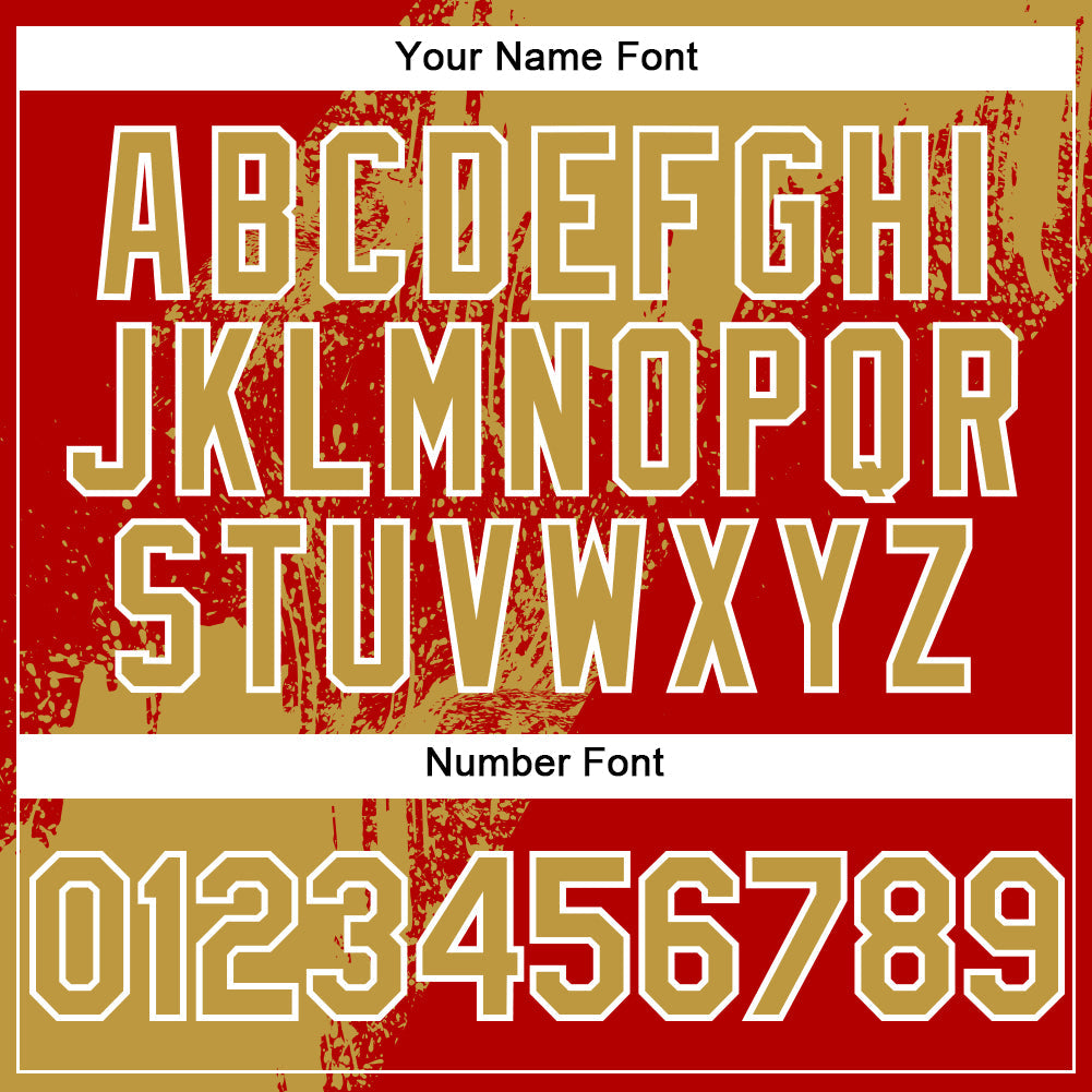 Custom Old Gold Red-White 3D Pattern Abstract Brush Stroke Two-Button Unisex Softball Jersey view 5