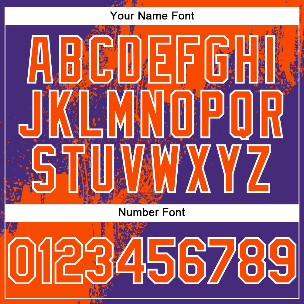 Custom Orange Purple-White 3D Pattern Abstract Brush Stroke Two-Button Unisex Softball Jersey view 5