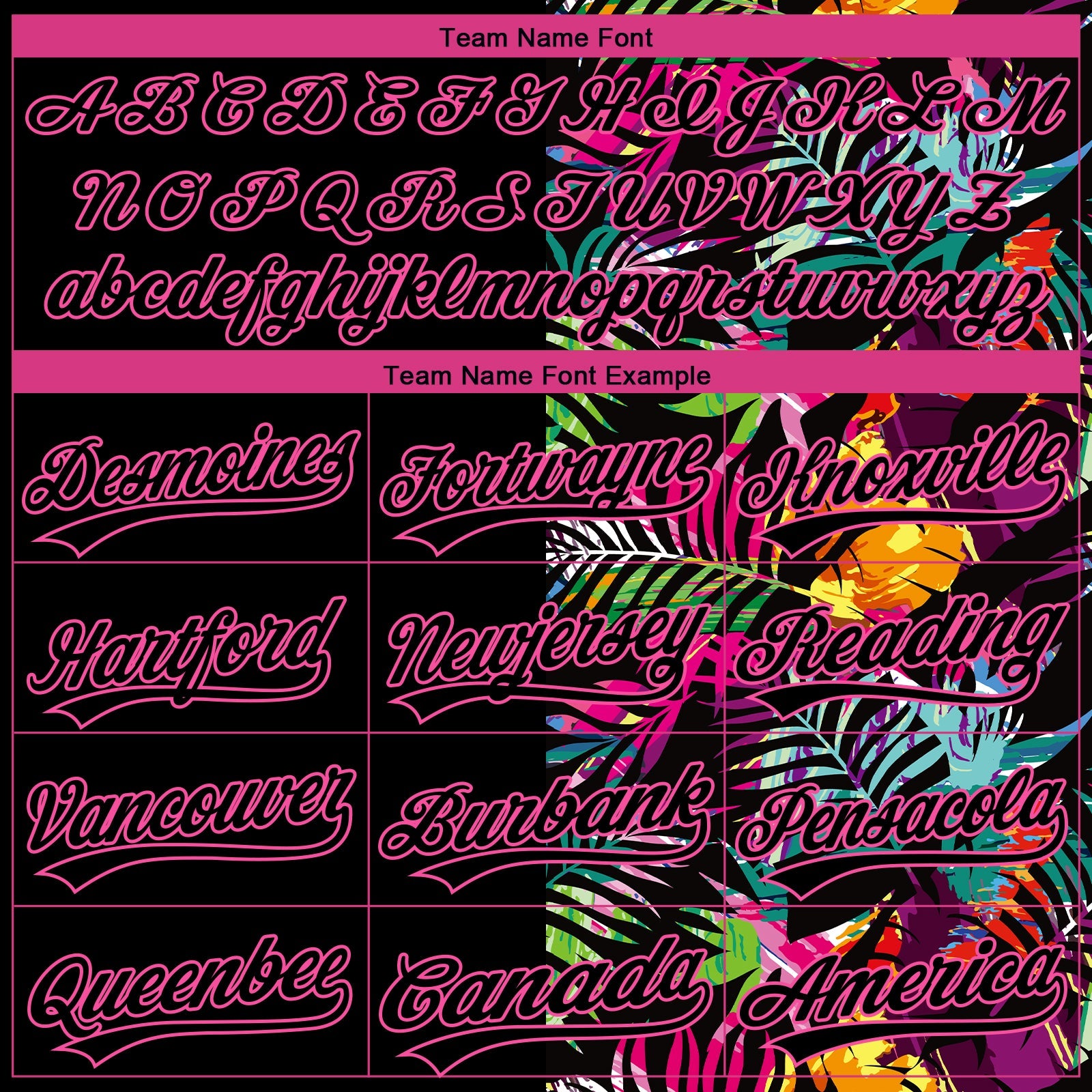 Custom Black Pink 3D Pattern Hawaii Tropical Palm Leaves Two-Button Unisex Softball Jersey view 4