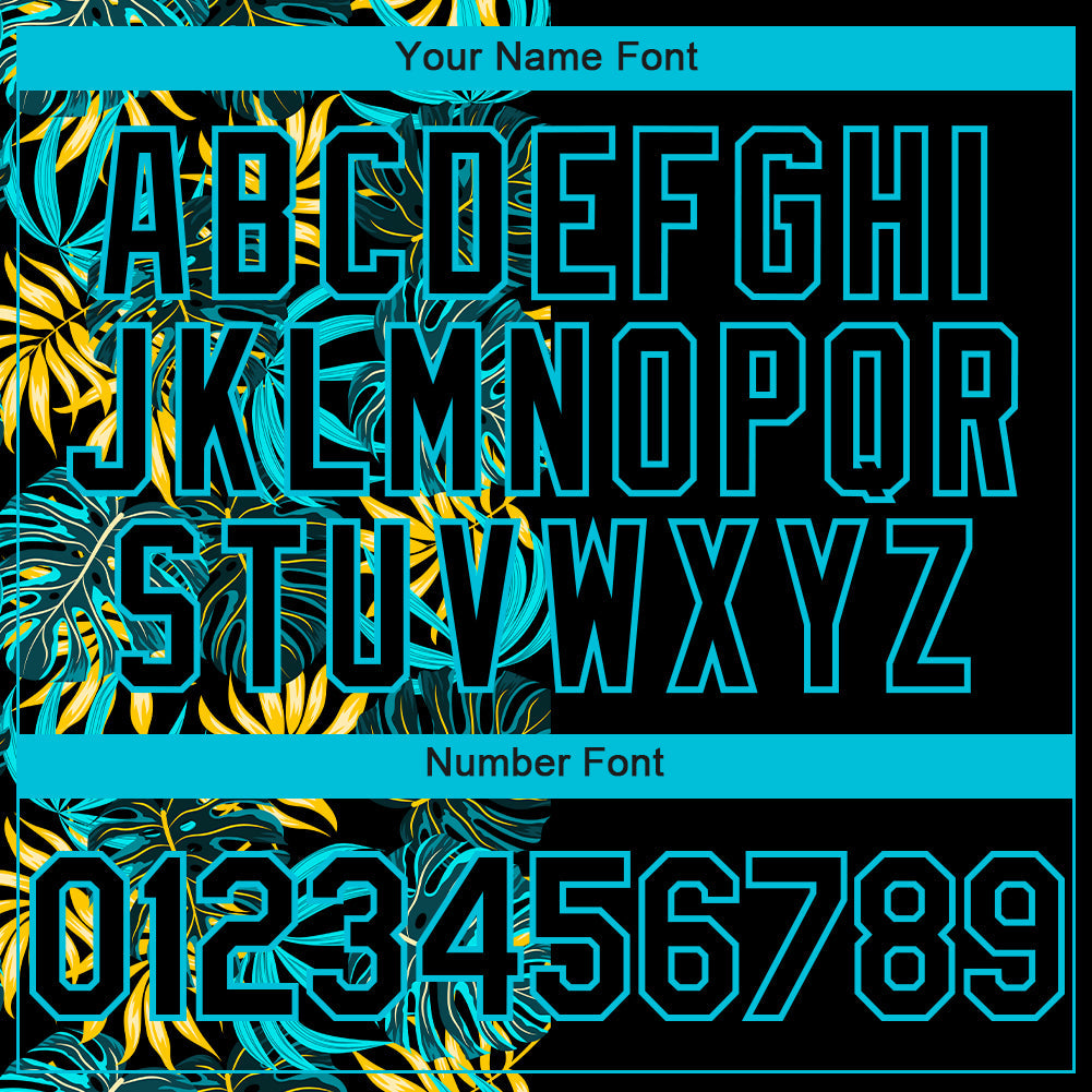 Custom Black Lakes Blue 3D Pattern Hawaii Tropical Palm Leaves Two-Button Unisex Softball Jersey view 5