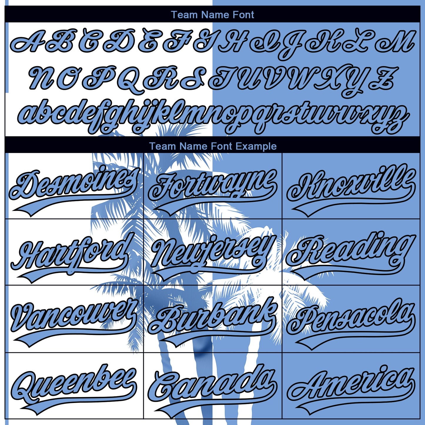 Custom White Light Blue-Black 3D Pattern Hawaii Coconut Trees Two-Button Unisex Softball Jersey view 4
