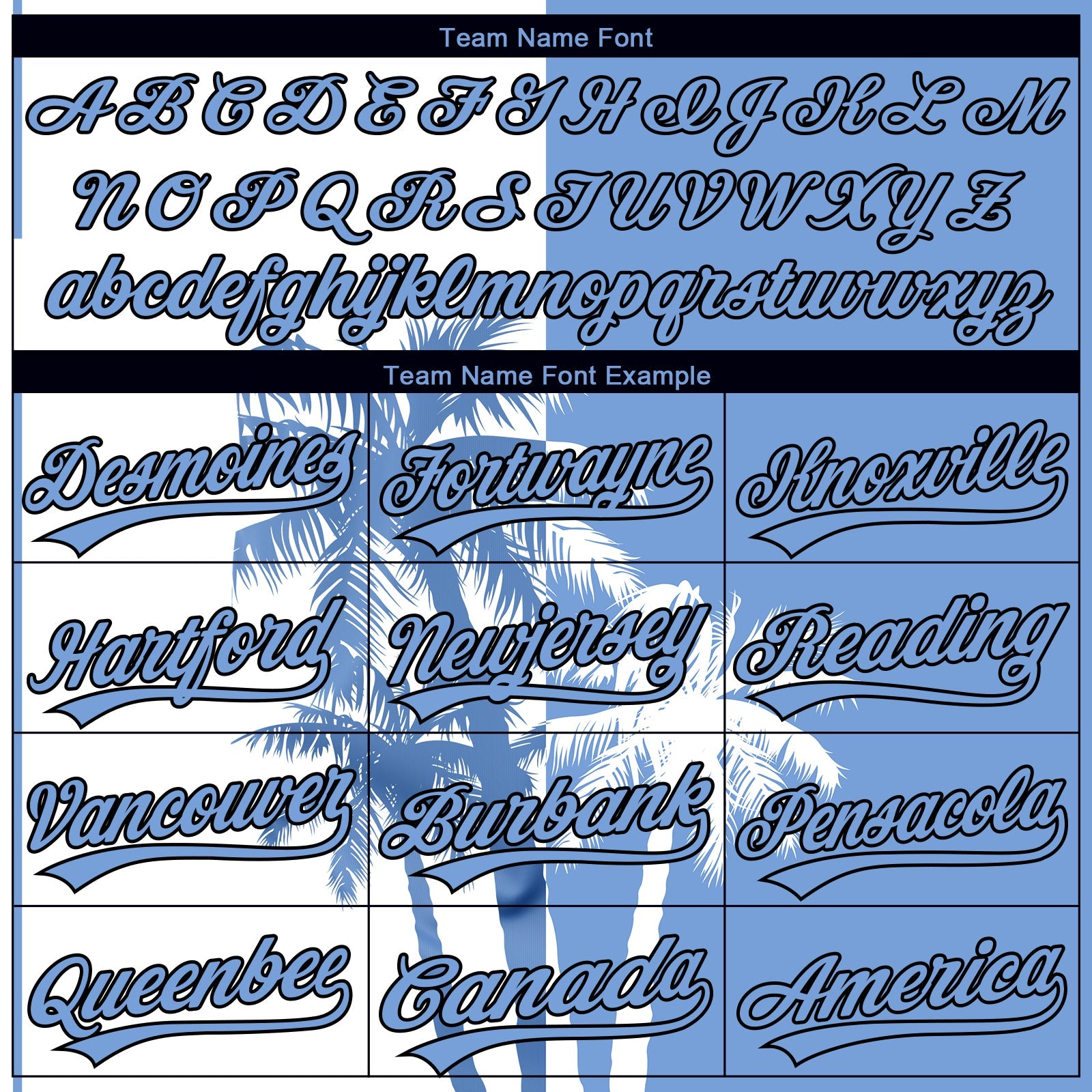 Custom White Light Blue-Black 3D Pattern Hawaii Coconut Trees Two-Button Unisex Softball Jersey view 4