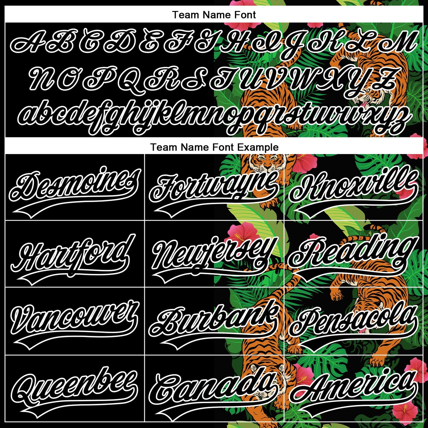 Custom Black White 3D Pattern Hawaii Tropical Tiger Two-Button Unisex Softball Jersey view 4