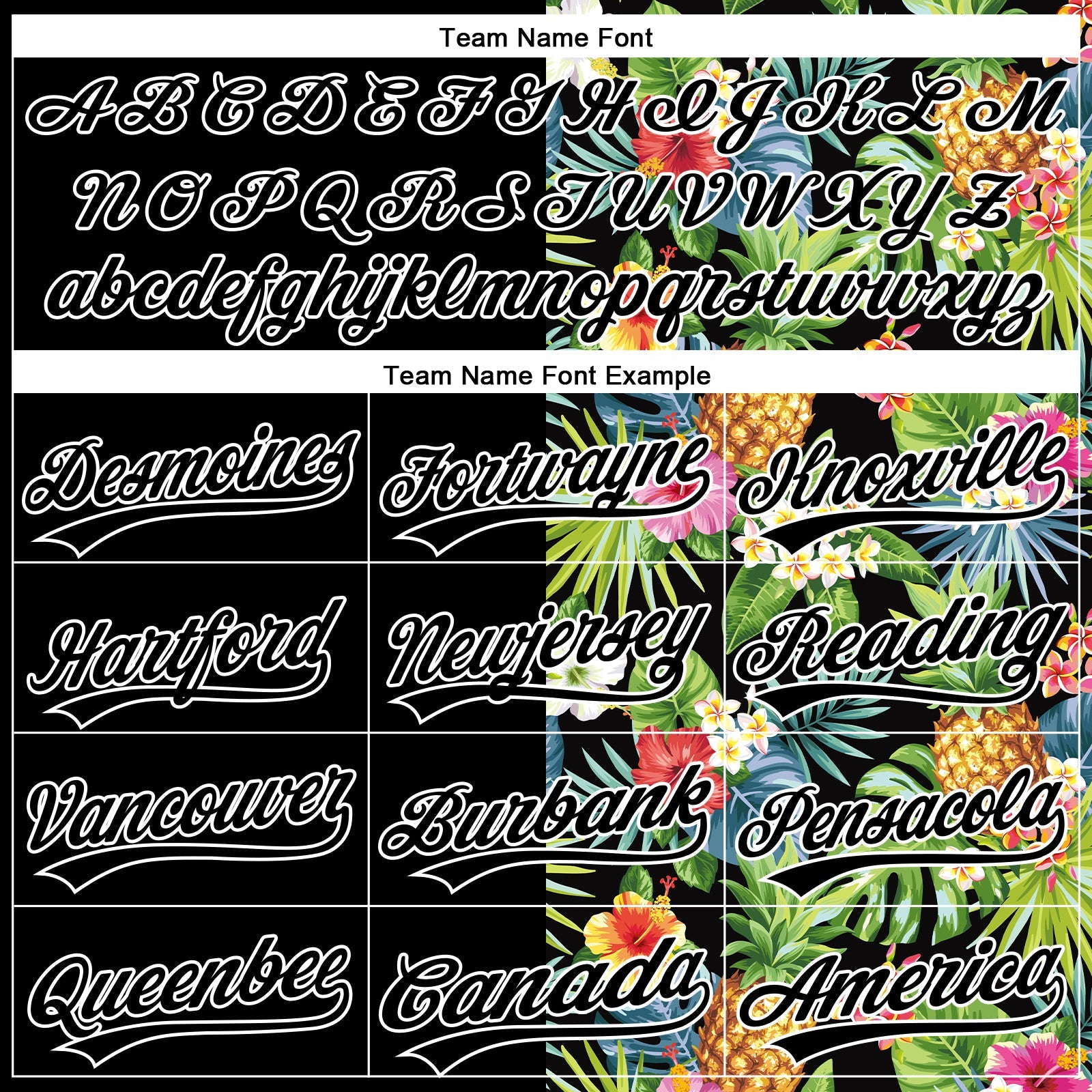 Custom Black White 3D Pattern Hawaii Tropical Pineapples, Palm Leaves And Flowers Two-Button Unisex Softball Jersey view 4
