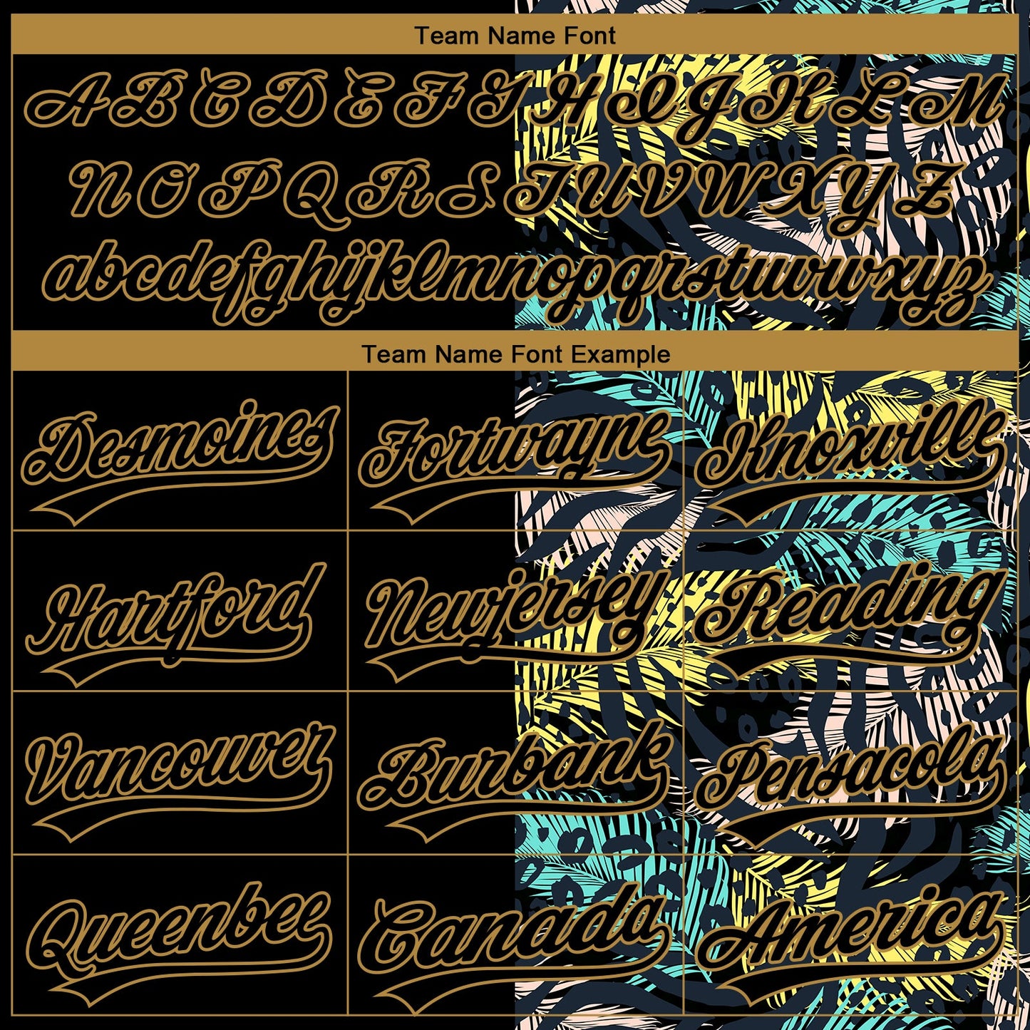 Custom Black Old Gold 3D Pattern Hawaii Tropical Palm Leaves With Animal Print Two-Button Unisex Softball Jersey view 4