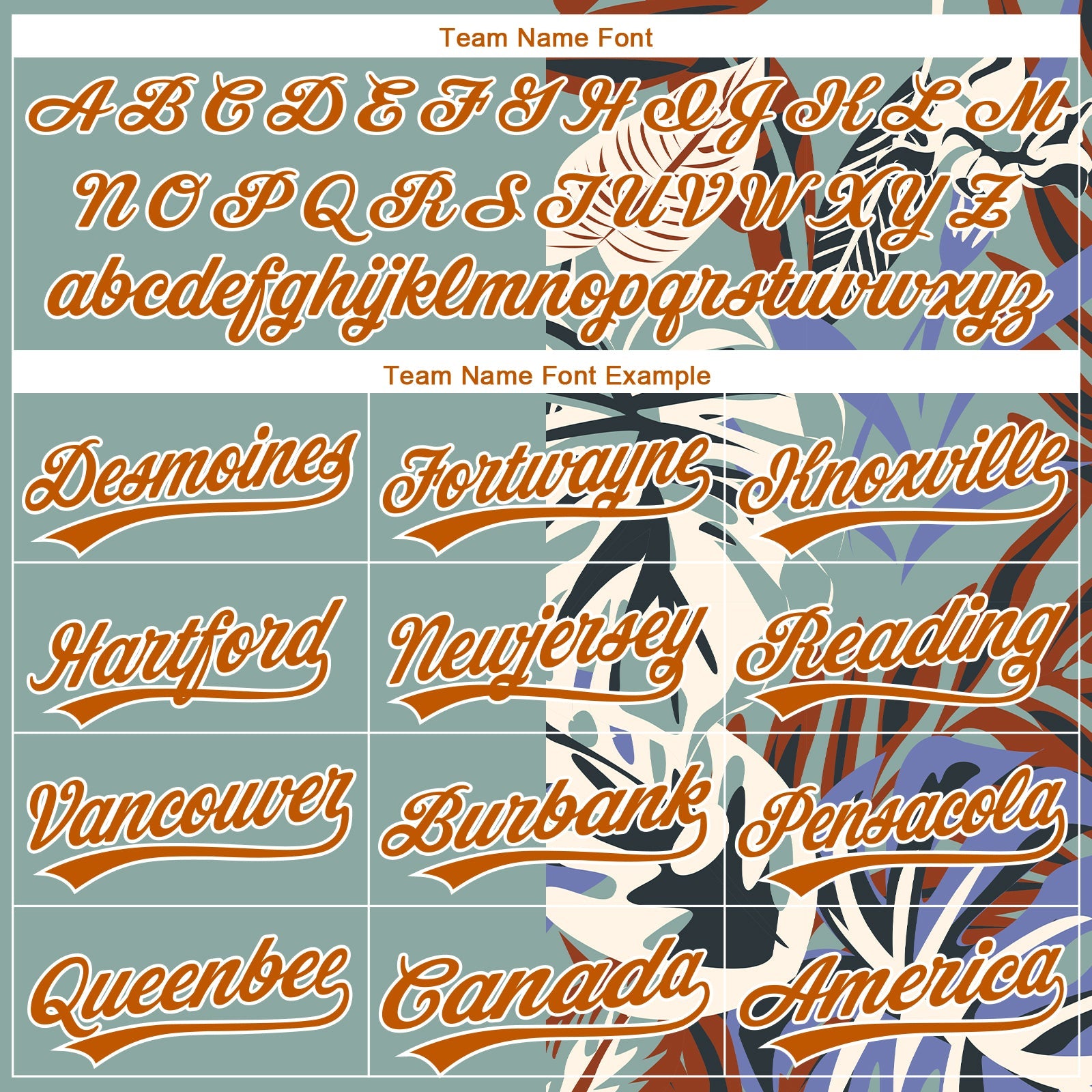 Custom Teal Texas Orange-White 3D Pattern Hawaii Tropical Palm Leaves Two-Button Unisex Softball Jersey view 4