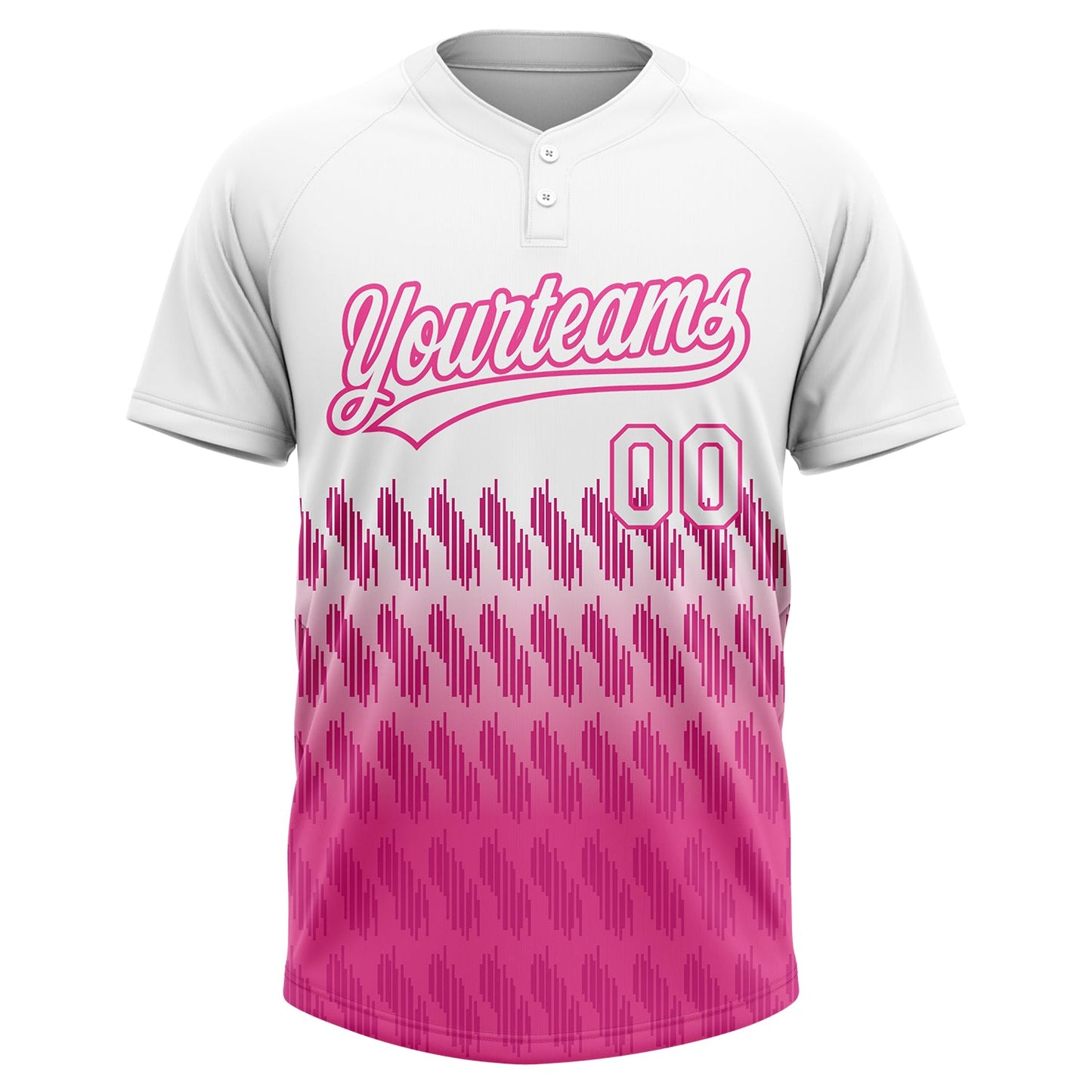 Custom White Pink 3D Pattern Lines Two-Button Unisex Softball Jersey view 2
