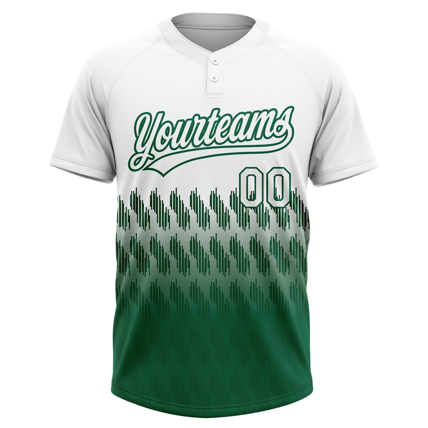 Custom White Kelly Green 3D Pattern Lines Two-Button Unisex Softball Jersey view 2