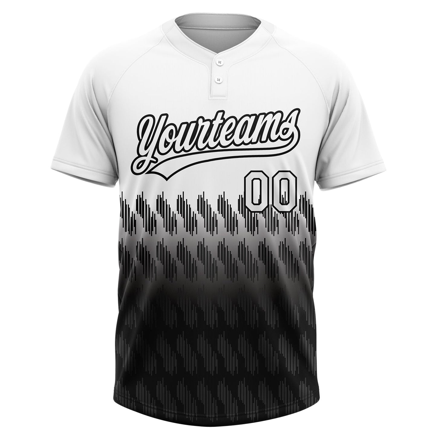 Custom White Black 3D Pattern Lines Two-Button Unisex Softball Jersey view 2