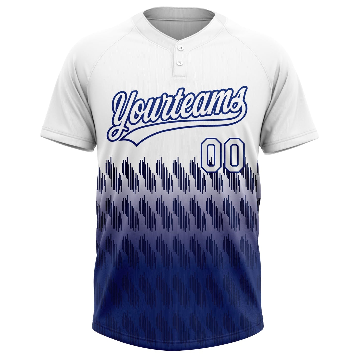Custom White Royal 3D Pattern Lines Two-Button Unisex Softball Jersey view 2