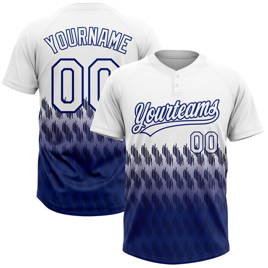 Custom White Royal 3D Pattern Lines Two-Button Unisex Softball Jersey - Main View
