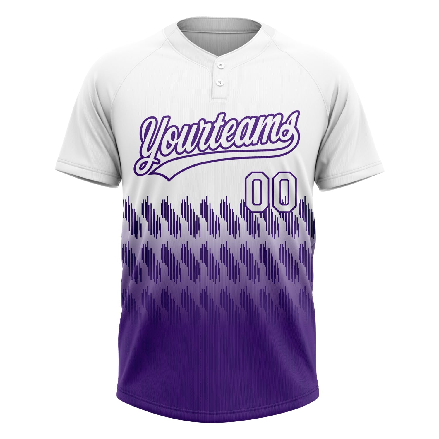Custom White Purple 3D Pattern Lines Two-Button Unisex Softball Jersey view 2