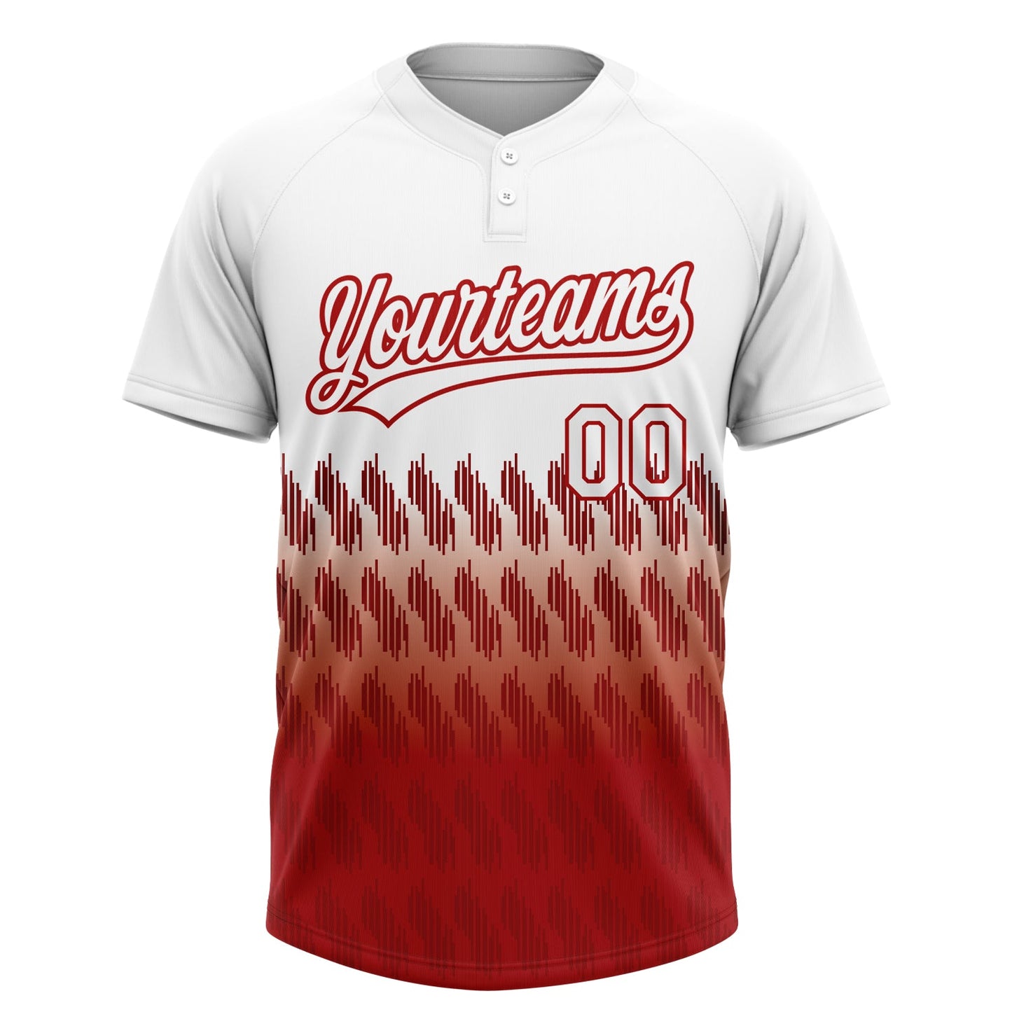 Custom White Red 3D Pattern Lines Two-Button Unisex Softball Jersey view 2