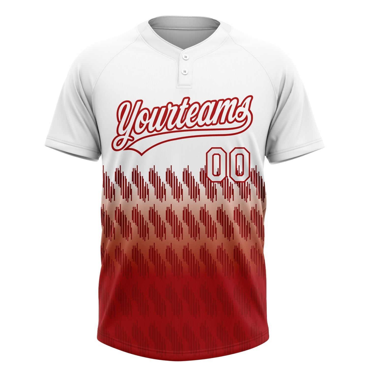 Custom White Red 3D Pattern Lines Two-Button Unisex Softball Jersey view 2