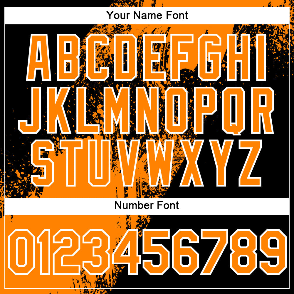 Custom Bay Orange Black-White 3D Pattern Abstract Brush Stroke Two-Button Unisex Softball Jersey view 5